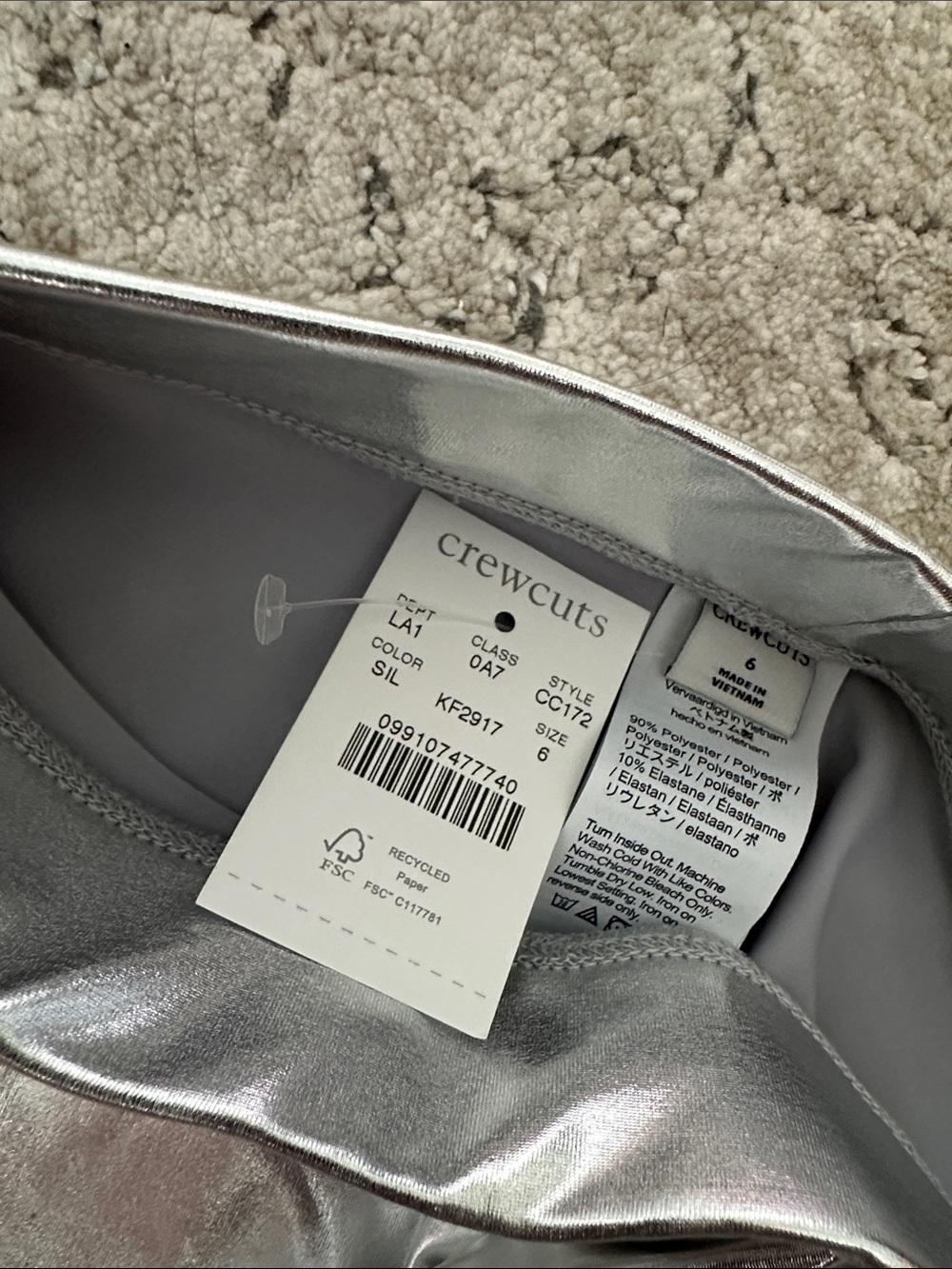 Crewcuts Metallic Silver Kids Leggings - Picture 2 of 2